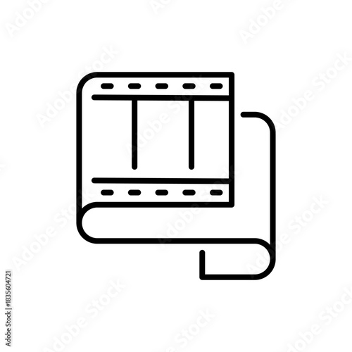 Film roll vector icon. editable line icon in outline style with cinema, movie, reel