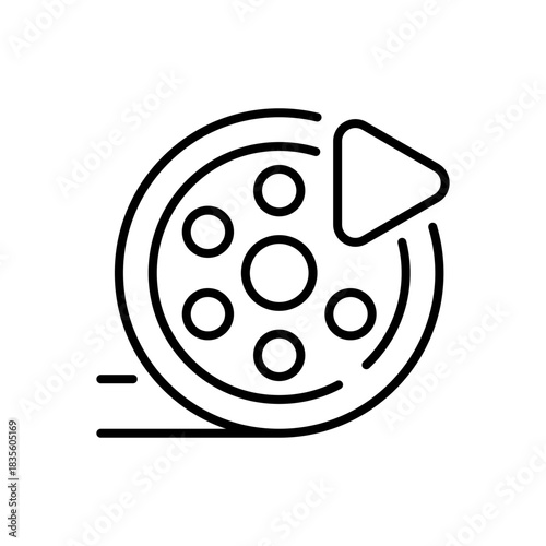 Film reel vector icon. editable line icon in outline style for movie, cinema, media
