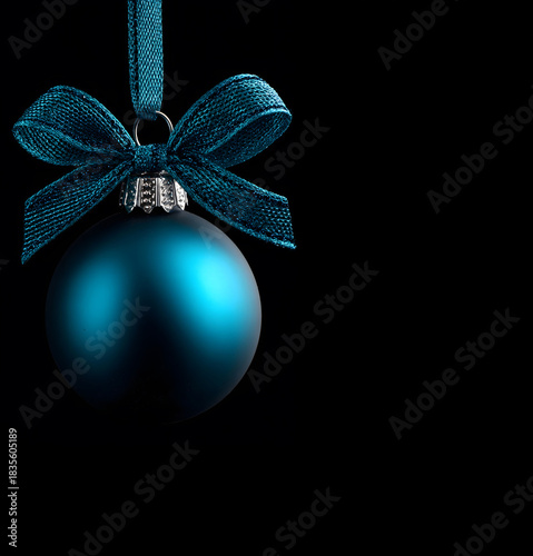Blue Christmas ball with a elegant ribbon