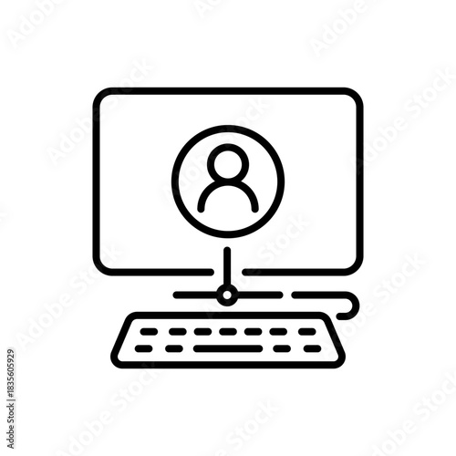 Video conference vector icon. editable line icon in outline style, chat, call, meeting