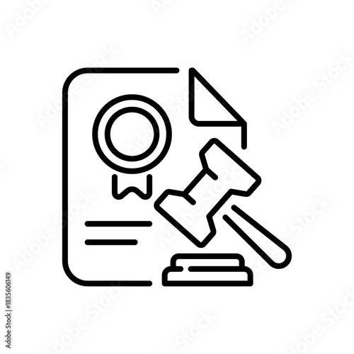 Legal vector icon. editable line icon for contracts and court documents