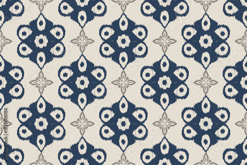 Seamless ethnic Ikat pattern in tribal, folk embroidery, and Mexican style Aztec geometry for Graphic Arts, Carpet Design, Wallpaper, Wrapping, and Clothing.