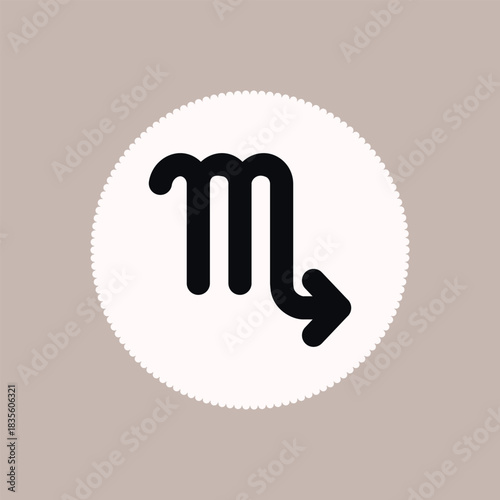 Zodiac horoscope. Scorpio astrological icon symbol. Stylized star sign esoteric. Simple line vector illustration.