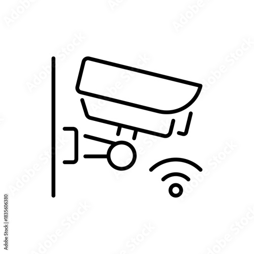 Security camera vector icon. editable line icon in outline style for surveillance, cctv