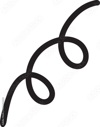 A simple hand-drawn black spiral or coil doodle, an isolated vector graphic element for creative design projects