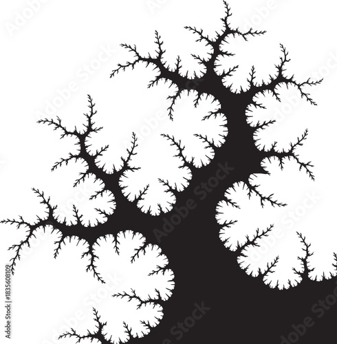 Complex fractal pattern in black and white design for mathematics concepts