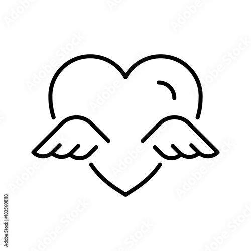 Heart vector icon. editable line icon with outline style, love, hands, charity