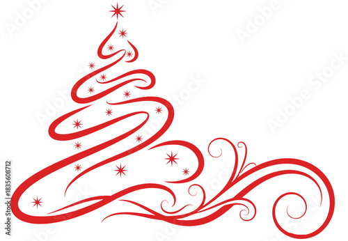 Elegant Red Christmas Tree Vector Illustration for Holiday Greetings