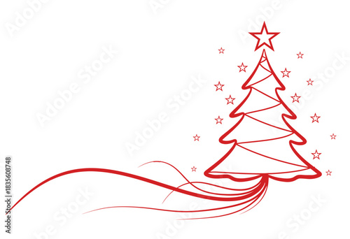 Elegant Red Christmas Tree Vector Illustration for Festive Holiday Designs and Greetings
