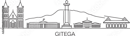 Gitega burundi skyline line art vector illustration cityscape travel famous african landmark panorama