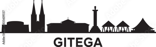 Gitega city skyline silhouette panorama vector illustration cityscape landmarks burundi capital