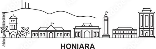 Honiara city skyline outline panorama vector illustration solomon islands capital cityscape