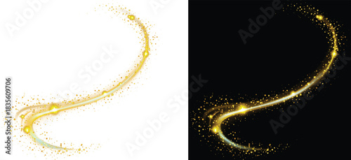 Gold sparkle gold sparkle light shine and bright star white and gold sparkle with glitter light and stardust glow. Festive gold sparkle dust. Transparent Stock Illustration