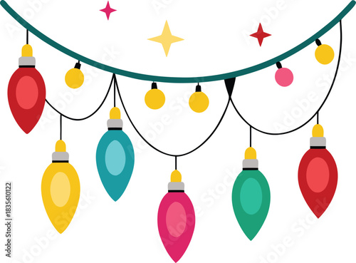 Colorful Decorative Hanging Festive Lights Illustration.