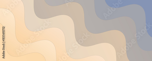 Wavy gradient background with blue and beige colors. The background features a smooth, flowing texture with blue and beige tones. Minimal abstract flow line vector gradient background