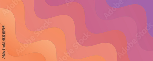 Wavy gradient background with a smooth texture. The background transitions from purple to orange, creating a vibrant purple and orange effect. Minimal abstract wavy gradient vector background. modern