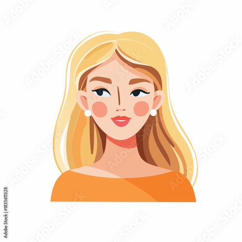 Beautiful blonde woman avatar in modern flat style illustration