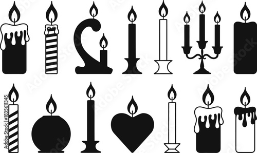 Candle silhouette collection variety of shapes and styles