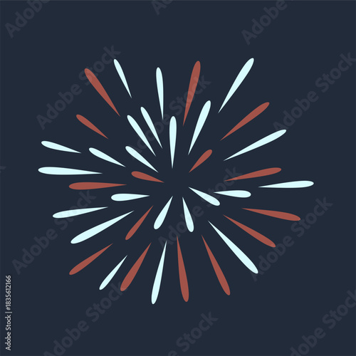 Festive Colorful Firework Salute Burst on Blue Dark Background. Fireworks display celebration vector illustration, fireworks illustration