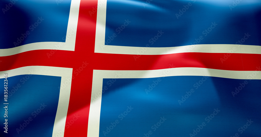 Fototapeta premium Flag of Iceland waving ultra high quality resolution 10K+ size