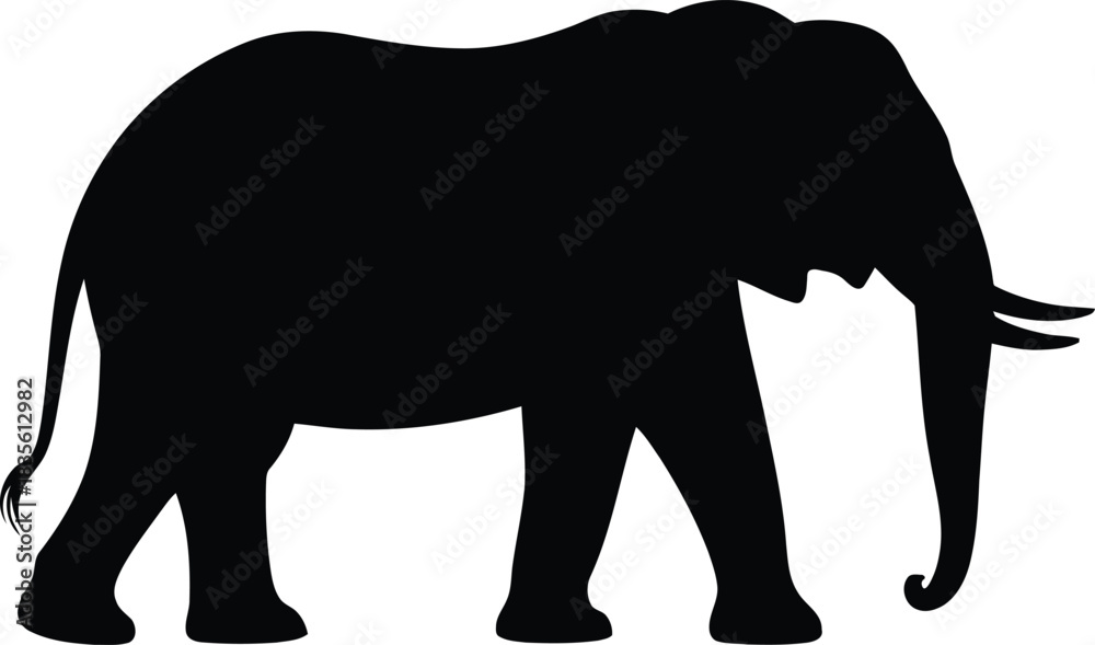 Fototapeta premium Elephant silhouette majestic wildlife icon in black and white