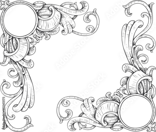 Vintage floral ornament frame pattern illustration design