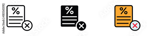 Loan Rejection icon vector. strategic debt reduction and smart financial planning, tax relief, discount offers, sale cancelled, promo code invalid symbol. vector illustration.