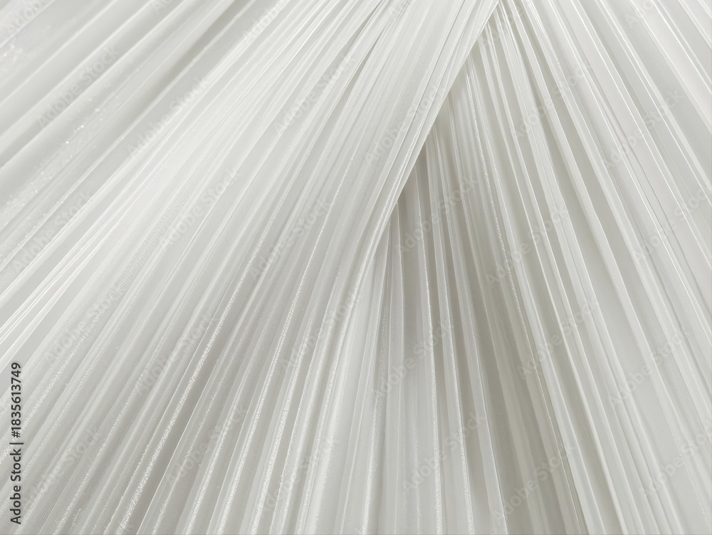 Obraz premium Elegant Cloud Dancer pleated textile in 2026 color of the year. Soft flowing fabric with delicate linear texture and dimensional folds. Perfect for luxury fashion, interior design, and branding.