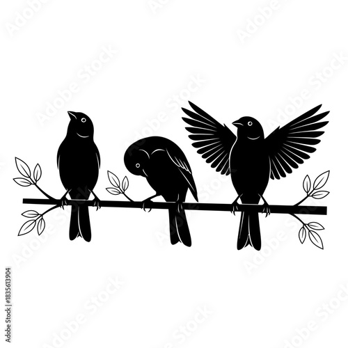 Three yellow canaries in minimal birds nest svg