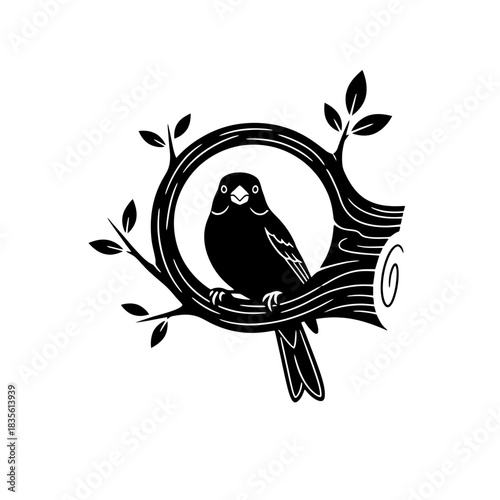 Canary silhouette perched on swing vector illustration