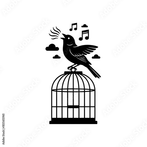Canary silhouette flying over minimal hill vector