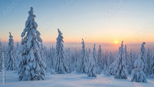 Serene Winter Solitude Snowy Pine Forest