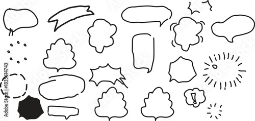 Hand drawn speech bubble collection isolated on