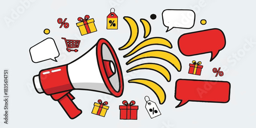 megaphone promotion pop up with bubble chat