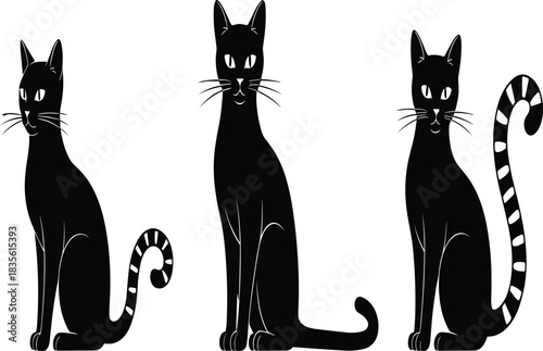 Black Cat Vector Set Cute and Stylish Animal Silhouette
