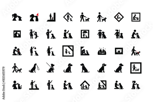 Collection of dog related black icons