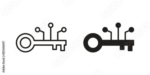 Digital key icon. Outline, Glyph and Filled Outline Style