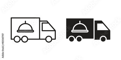 Food truck icon. Outline, Glyph and Filled Outline Style