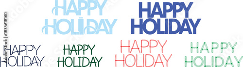Happy Holiday Typography Set – Modern Festive Lettering, Christmas & New Year Text Design Collection