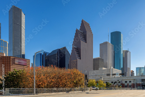 Houston downtown at sunny autumn day, in Houston, Texas, USA