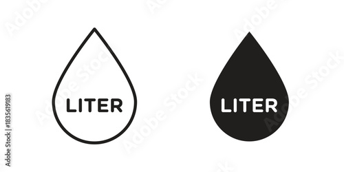 Liter icon. Outline, Glyph and Filled Outline Style