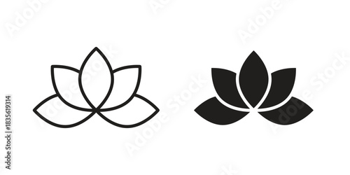 Lotus flower icon. Outline, Glyph and Filled Outline Style