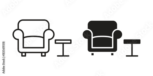 Lounge icon. Outline, Glyph and Filled Outline Style