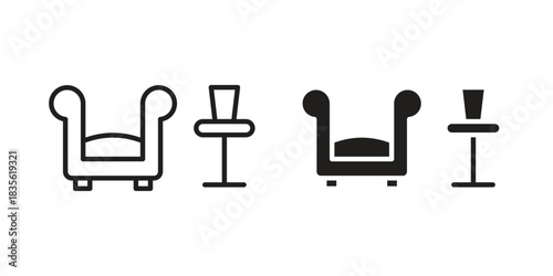 Lounge icon. Outline, Glyph and Filled Outline Style