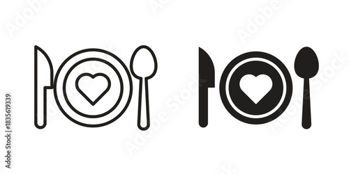 Love Plate icon. Outline, Glyph and Filled Outline Style