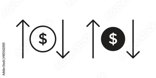 Operating profit loss icon. Outline, Glyph and Filled Outline Style