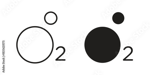 Oxygen O2 icon. Outline, Glyph and Filled Outline Style