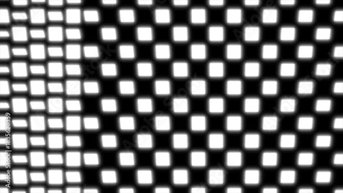 Abstract Monochrome Grid of Rotating Glowing Squares - Digital Motion Background