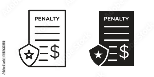 Penalty icon. Outline, Glyph and Filled Outline Style