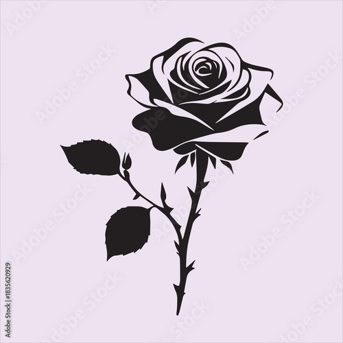  Creative rose silhouette vector design with a white background